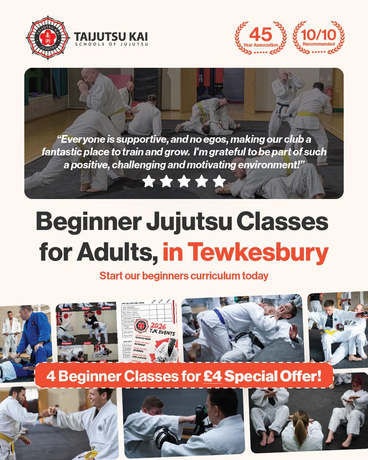 Beginner self-defence jujutsu classes in Tewkesbury for adults